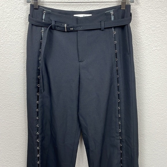 New Dion Lee Hook Detailed Wide Leg Trouser Pants Black Wool Blend Sz 6 - Picture 5 of 16